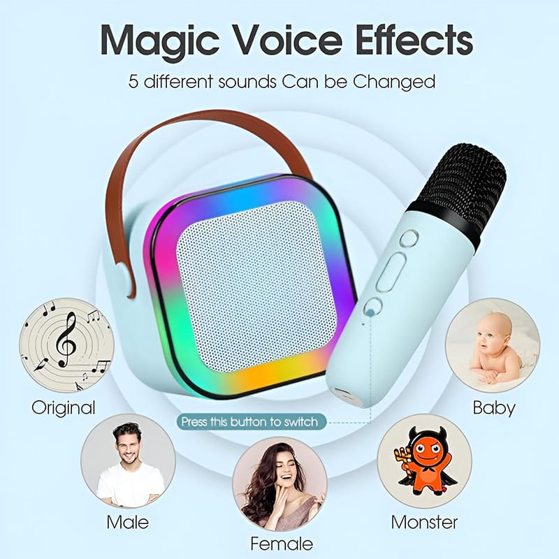 Picture of GKK K12 Karaoke Machine Portable Bluetooth 5.3 PA Speaker With 1 Wireless Microphones Home Family Singing Children's Gifts 