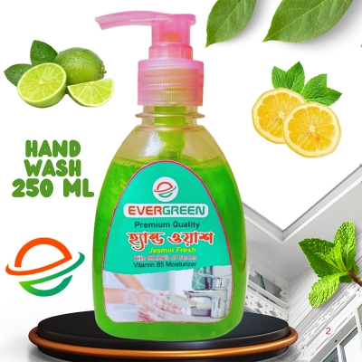 Picture of Premium Quality Evergreen Safety Plus Liquid Hand Wash 3 In 1 Combo With Pump  (250X3=750Ml) lemon