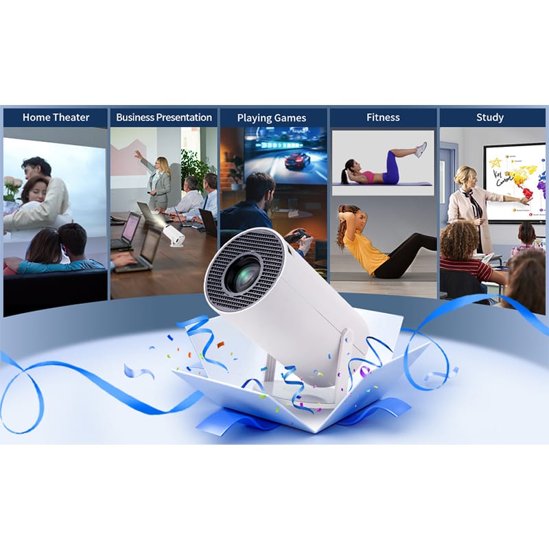 Picture of Android Smart Projector HY300 4K Home Theatre WiFi Bluetooth portable Projector Price in Bangleadesh White
