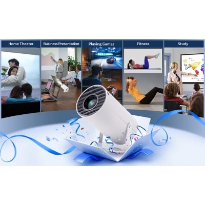 Picture of Android Smart Projector HY300 4K Home Theatre WiFi Bluetooth portable Projector Price in Bangleadesh White
