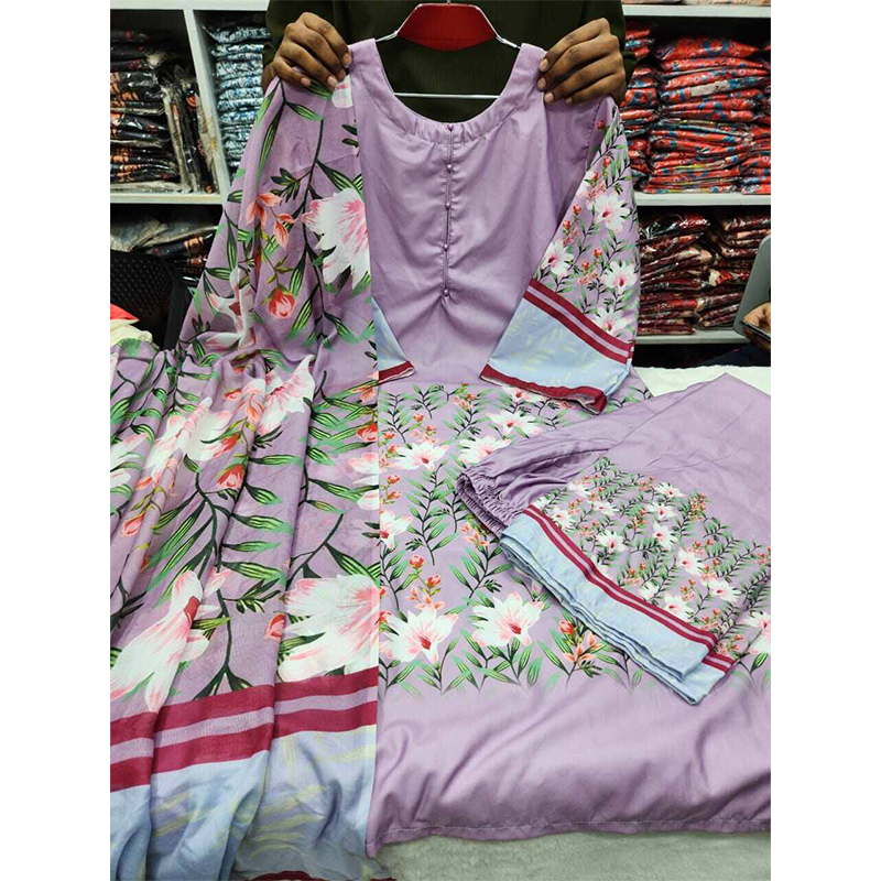 Picture of Dubai Silk Fabric Three-Piece Salwar Kameez - Multicolor