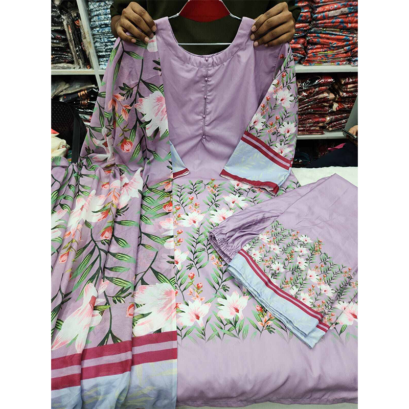 Picture of Dubai Silk Fabric Three-Piece Salwar Kameez - Multicolor