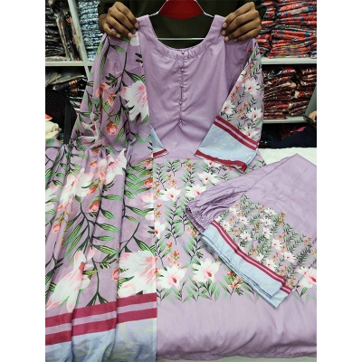 Picture of Dubai Silk Fabric Three-Piece Salwar Kameez - Multicolor