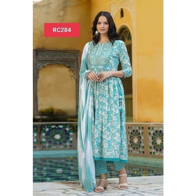 Picture of New Exclusive Readymade Gown Dress Three Piece For Women - Multicolor