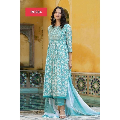 Picture of New Exclusive Readymade Gown Dress Three Piece For Women - Multicolor