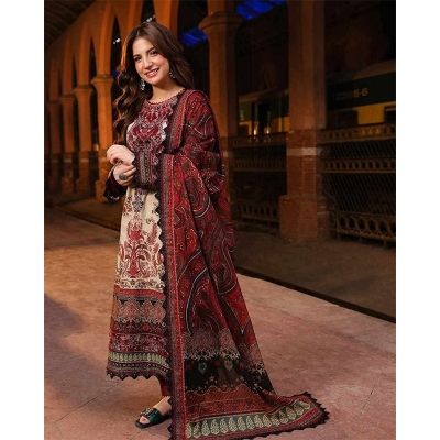 Picture of Pakistani Inspired Lahore Viral Three Piece (Maroon Color) - Maroon
