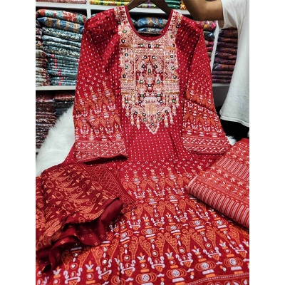 Picture of Pure AC Cotton Fabric High Quality Printed Three Piece