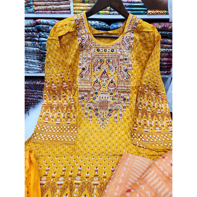 Picture of Pure AC Cotton Fabric High Quality Printed Three Piece