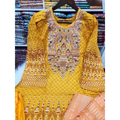 Picture of Pure AC Cotton Fabric High Quality Printed Three Piece