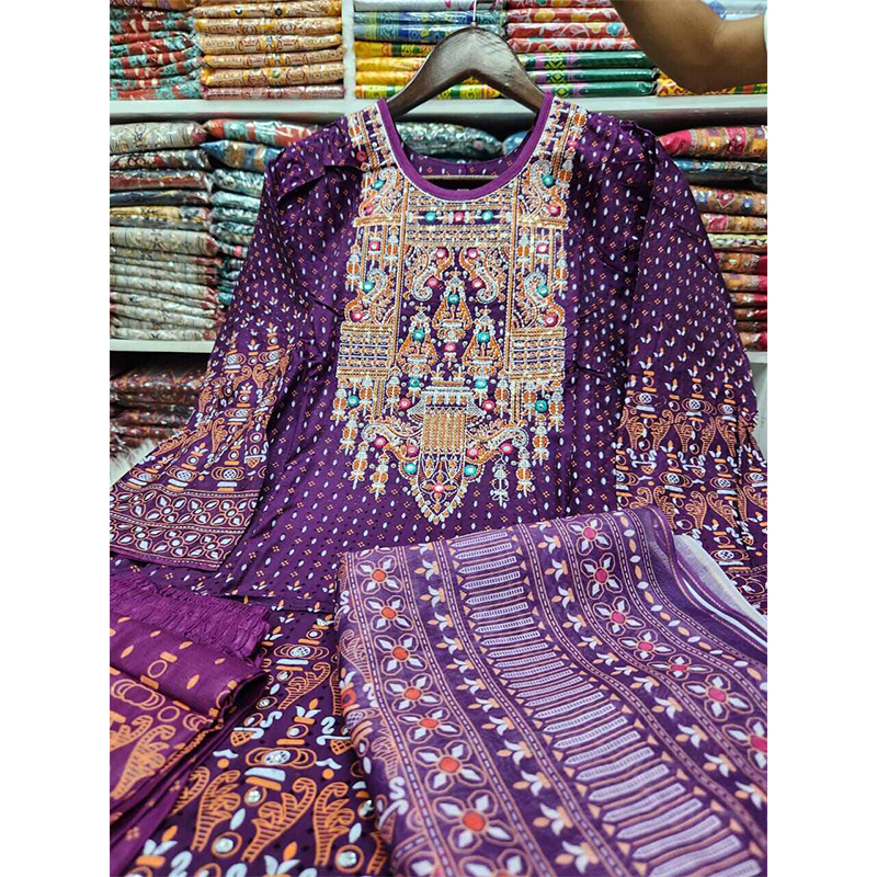 Picture of Pure AC Cotton Fabric High Quality Printed Three Piece