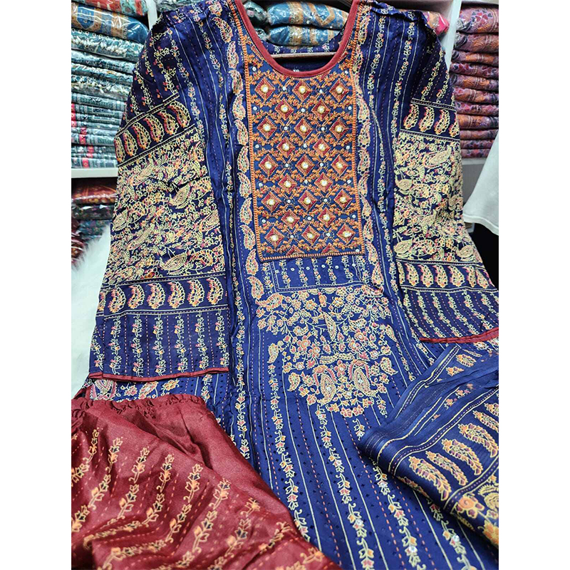 Picture of Embroidery work sequence three pieces dress for women