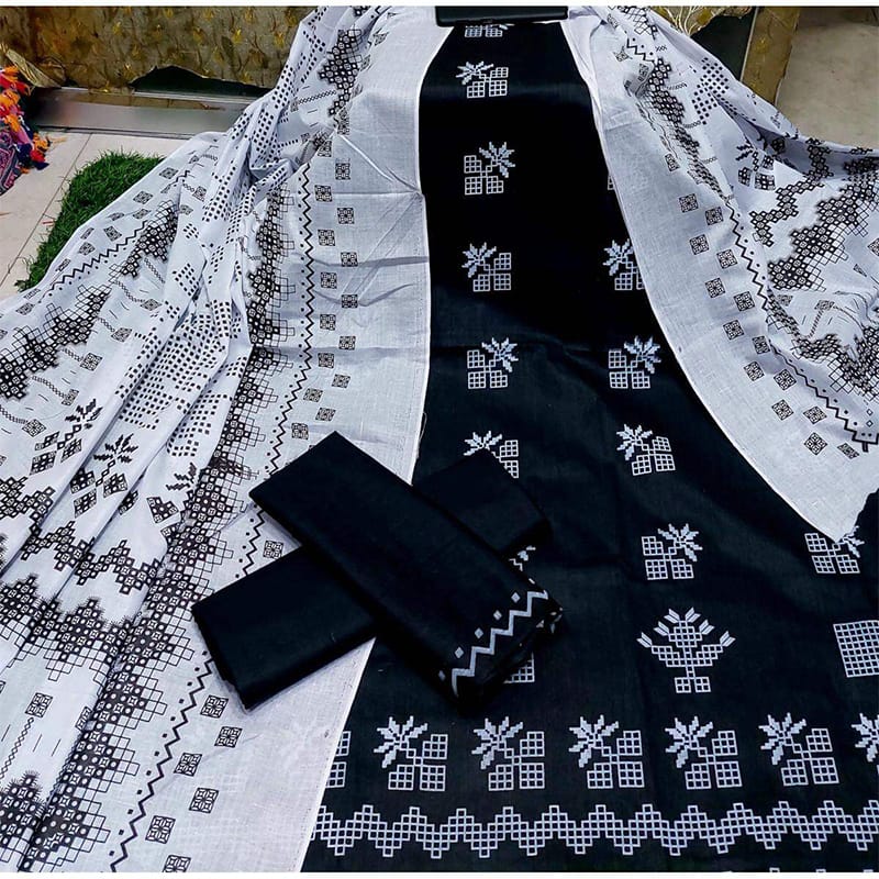 Picture of Cotton Unstitched 3pc Suit for Women All Season High Quality Cotton Exclusive  Skin Print Fashionable Stylish Comfortable Available in Multiple Colors