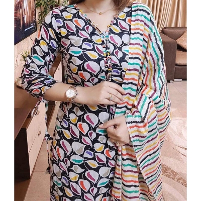 Picture of Unstitched Exclusive, Fashionable, Stylish and Comfortable, High Quality Three Piece for Women, Three Piece [3 Piece], new dress collection for women, Skin Print Cotton Three Piece For Women 