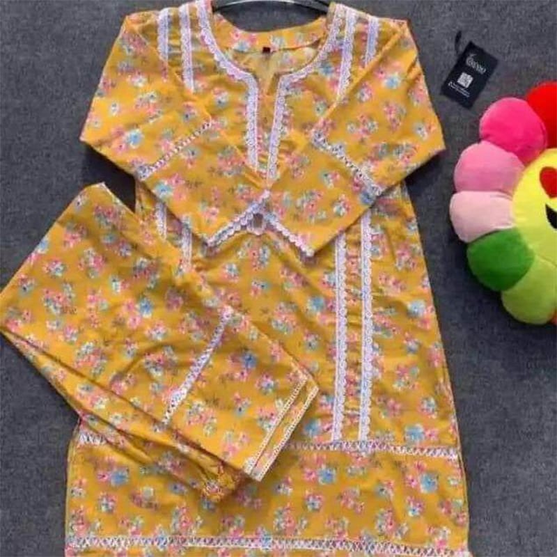 Picture of Cotton 2 Piece Kurti Kameez Dress for Women and Girls Trendy Stylish Comfortable Daily Wear Fabric