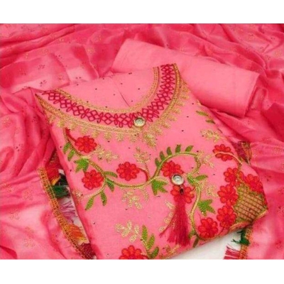 Picture of Stylish Unstitched Georgette/Jorjet Shalwar Kameez Four Piece (3 Piece) - Dress For Girls )