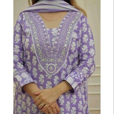 Picture of AC cotton, Fashionable, Stylish and Comfortable, High Quality Three Piece for Women, Three Piece [3 Piece], new dress collection for women, Skin Print Cotton Three Piece For Women - Multicolor
