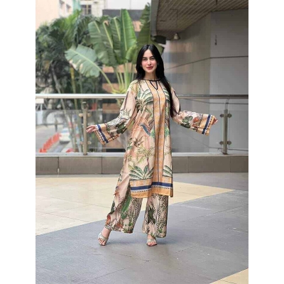 Picture of exclusive Joypuri Cotton Unstitched Skin Print High Quality Two Piece For Women - Dress For Girls - 2 Pice Dress - Multicolor