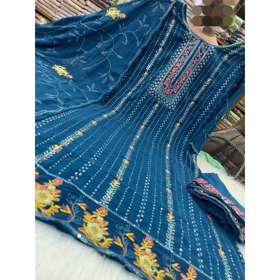 Picture of Unstitched Cotton Screen Printed Salwar Kameez For Women - 3 Pice Dress