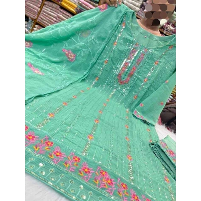 Picture of Unstitched Cotton Screen Printed Salwar Kameez For Women - 3 Pice Dress