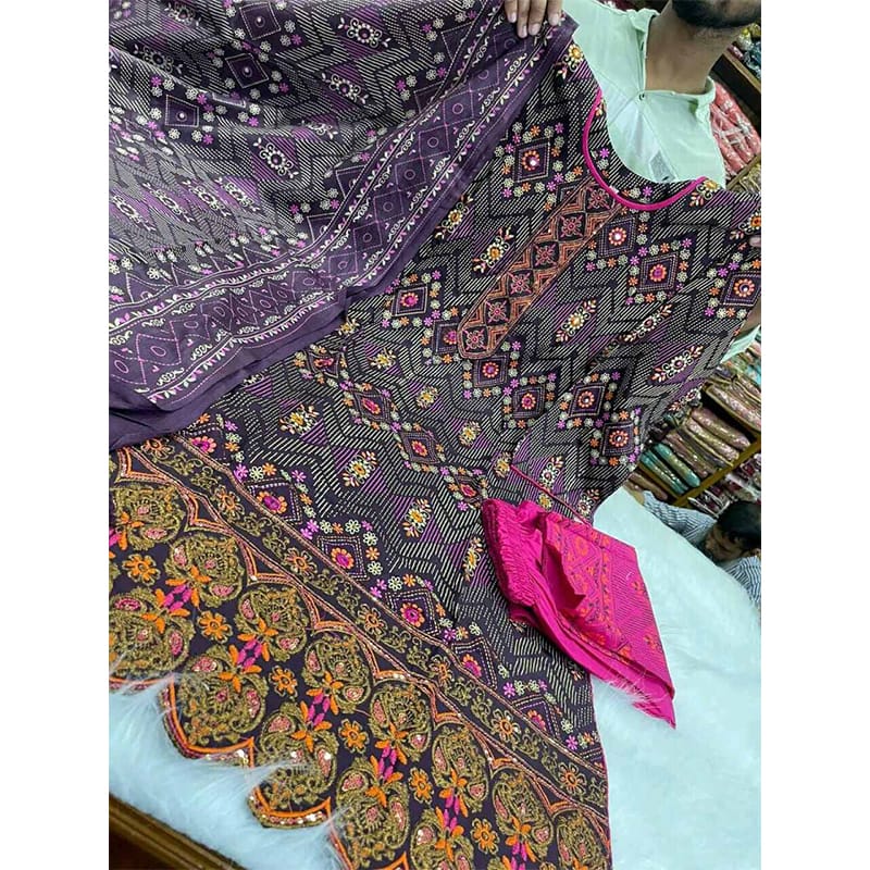 Picture of Pure AC Cotton Fabric High Quality Printed Three Piece - Multicolor