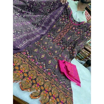 Picture of Pure AC Cotton Fabric High Quality Printed Three Piece - Multicolor