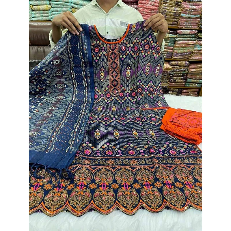 Picture of Pure AC Cotton Fabric High Quality Printed Three Piece - Multicolor