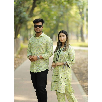 Picture of Couple Set/Trendy Couple Set/Couple dress/Couple dress Set/Couple Dress Set1(Kamiz 1 Salwar 1 Shirt)