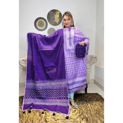 Picture of Ferdous Lawn Soft Cotton Three Piece For Women Salwar Kameez - 3 Pice Dress - Multicolor (Un-stitched)