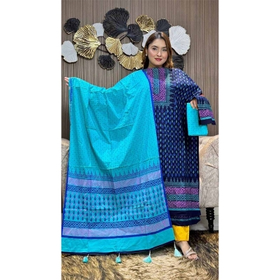 Picture of Ferdous Lawn Soft Cotton Three Piece For Women Salwar Kameez - 3 Pice Dress - Multicolor (Un-stitched)
