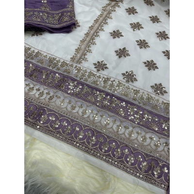 Picture of New EID Collection Sequence Readymade stylish Georgette - ORGANZA Three - Piece - White