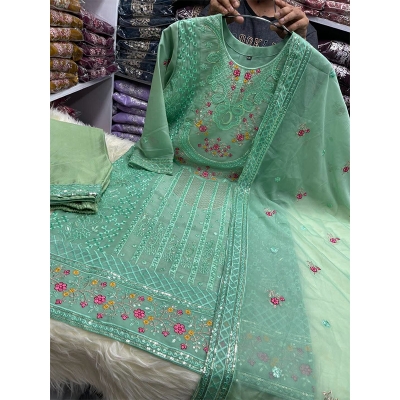 Picture of New EID Collection Sequence Readymade stylish Georgette - ORGANZA Three - Piece - Mint Green