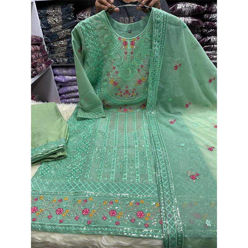 Picture of New EID Collection Sequence Readymade stylish Georgette - ORGANZA Three - Piece - Mint Green