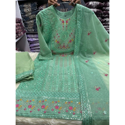 Picture of New EID Collection Sequence Readymade stylish Georgette - ORGANZA Three - Piece - Mint Green