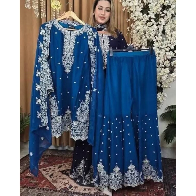Picture of New EID Collection Sequence Readymade stylish Georgette - ORGANZA Three - Piece