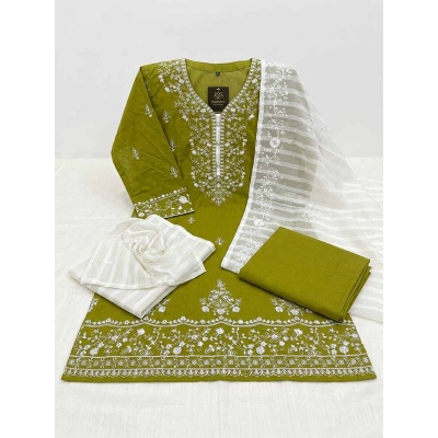 Picture of Ready made Cotton 3  Piece Kurti Kameez Dress for Women Trendy Stylish Comfortable Daily Wear Fabric