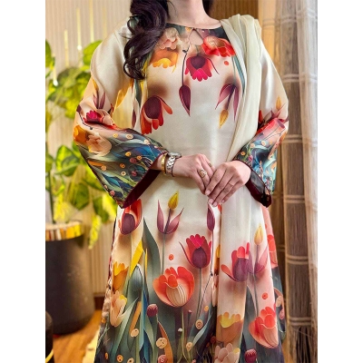 Picture of 3D Design New Hot Collection Readymade 3 PS Micro Fabric Best Premium  Quality - Multicolor