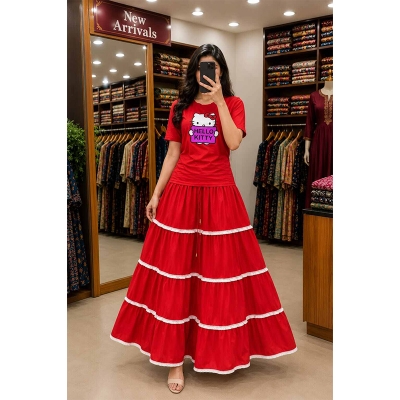 Picture of Fashionable Design Tops and Skirts Two Piece for Women & Girls