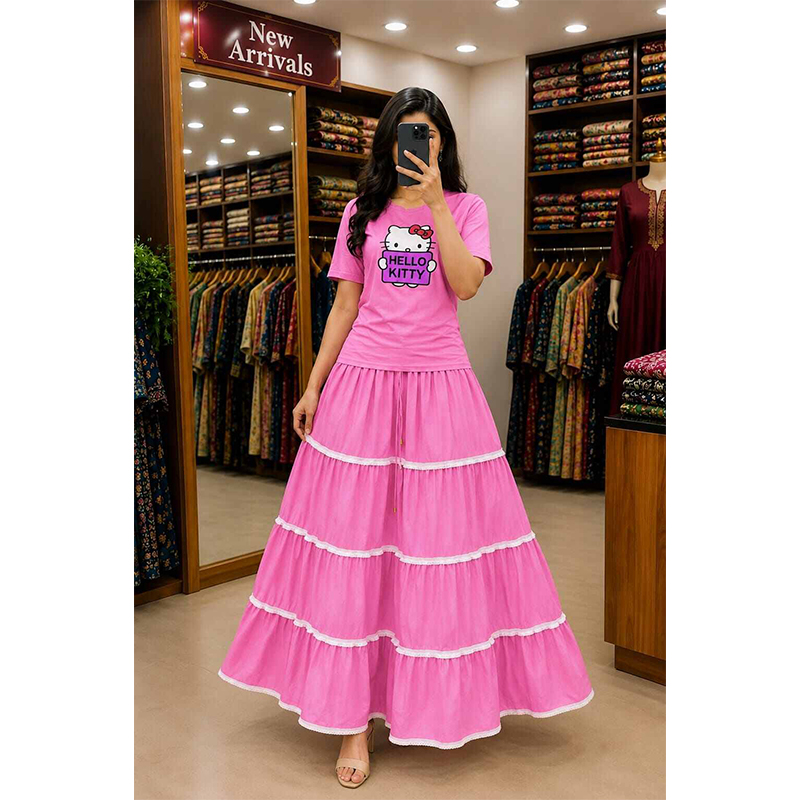 Picture of Fashionable Design Tops and Skirts Two Piece for Women & Girls