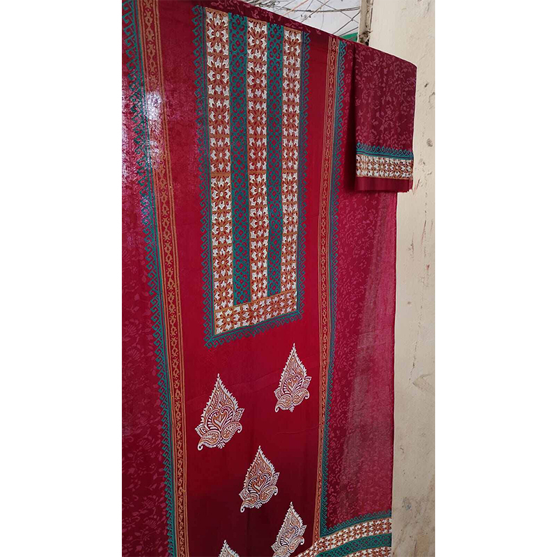 Picture of Classy Closet  Premium Quality (VIP Block) Orbindu Cotton Block Printed Cotton Unstitched Three Piece for Women-Design ( One Size)