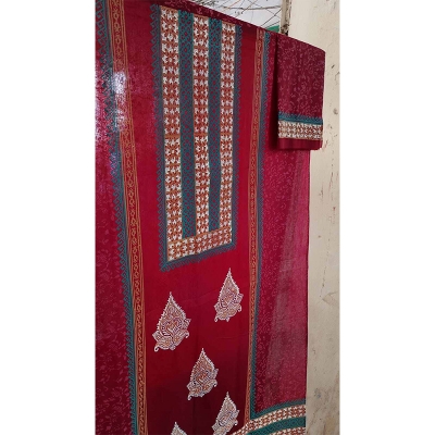Picture of Classy Closet  Premium Quality (VIP Block) Orbindu Cotton Block Printed Cotton Unstitched Three Piece for Women-Design ( One Size)