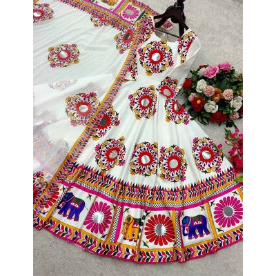 Picture of most popular gown collection for Puja and any other occasion—available exclusively from us and crafted in an authentic Indian style - White