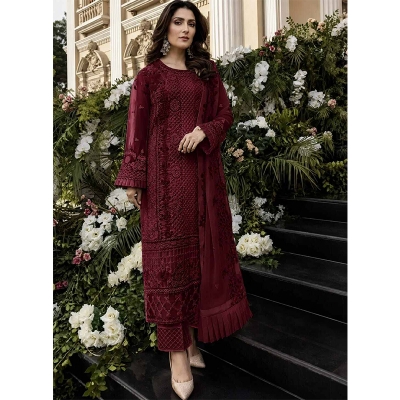 Picture of Georgette Luxury Party Dress Latest Indian Catalog Three Piece Embroidery Dress Fashionable Party Wear- Progressively Better