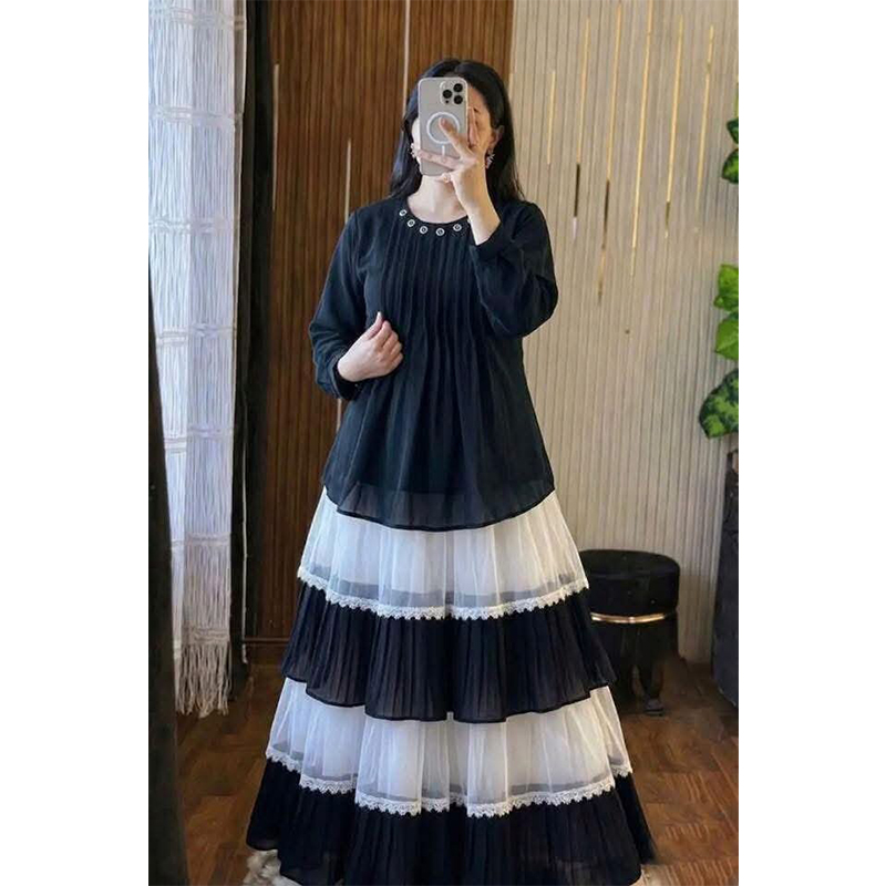 Picture of Fashionable Design Tops and Skirts Two Piece for Women & Girls