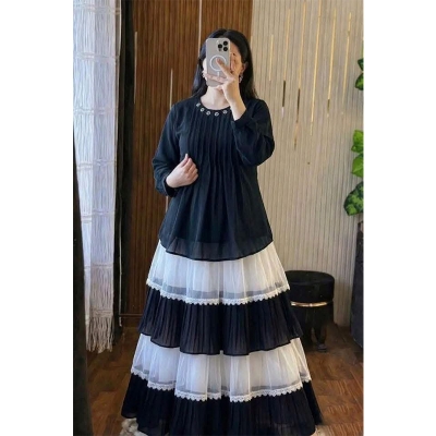 Picture of Fashionable Design Tops and Skirts Two Piece for Women & Girls