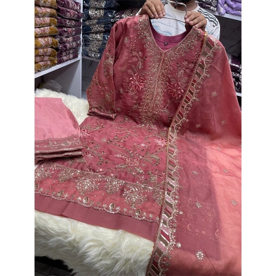 Picture of New EID Collection Sequence Readymade stylish Georgette - ORGANZA Three - Piece - Dusty Pink