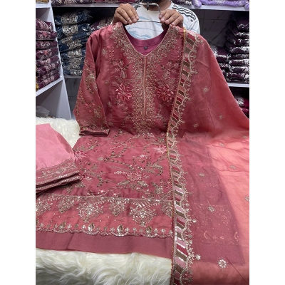 Picture of New EID Collection Sequence Readymade stylish Georgette - ORGANZA Three - Piece - Dusty Pink