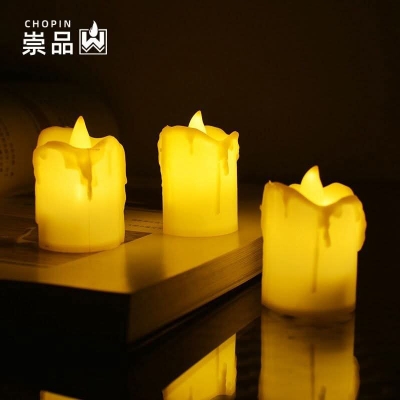 Picture of Creative Flameless LED Electric Candles Lamp Battery Powered Tea Lights Remote Control Xmas Wedding Party Decorations LED Lytes TIMER FLAMELESS CANDLES, SLIM Ivory Color Wax and Flickering Amber Yellow Flame for Thanksgiving Decorations, Halloween Partie - warm white light