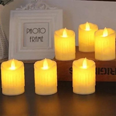 Picture of Creative Flameless LED Electric Candles Lamp Battery Powered Tea Lights Remote Control Xmas Wedding Party Decorations LED Lytes TIMER FLAMELESS CANDLES, SLIM Ivory Color Wax and Flickering Amber Yellow Flame for Thanksgiving Decorations, Halloween Partie - warm white light