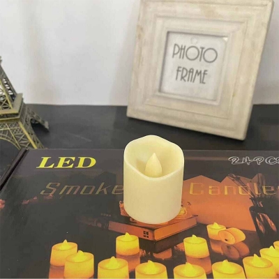 Picture of Creative Flameless LED Electric Candles Lamp Battery Powered Tea Lights Remote Control Xmas Wedding Party Decorations LED Lytes TIMER FLAMELESS CANDLES, SLIM Ivory Color Wax and Flickering Amber Yellow Flame for Thanksgiving Decorations, Halloween Partie - warm white light