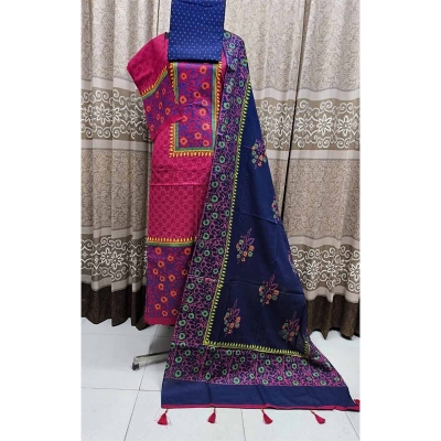 Picture of Exclusive Cotton Unstitched Block Print High Quality Three Piece dress For Women classy closet - Multicolor